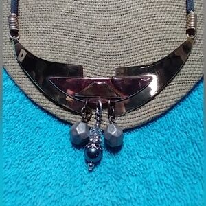 Elegant Brass Copper Silver Necklace with Geometric Accents handmade